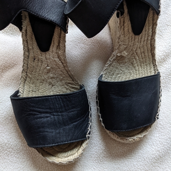 VINCE Sophie black leather wedge espadrille 7 - Picture 6 of 10
